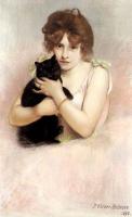 Pierre Carrier-Belleuse - Young Ballerina Holding A Black Cat